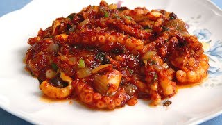 Spicy stirfried octopus Nakjibokkeum 낙지볶음 [upl. by Eilsil576]