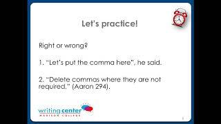 Using Periods amp Commas in Quotations Madison College Writing Center [upl. by Sipple]