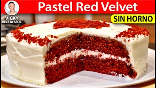 PASTEL RED VELVET SIN HORNO  Vicky Receta Facil [upl. by Attolrahc]