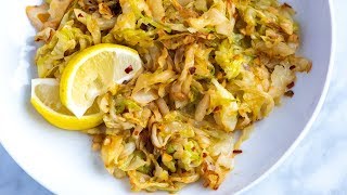 Lemon Garlic Sauteed Cabbage Recipe [upl. by Cassilda513]