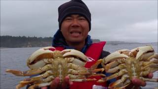 oregon coast crabbing catching giant dungeness crab [upl. by Sulakcin]