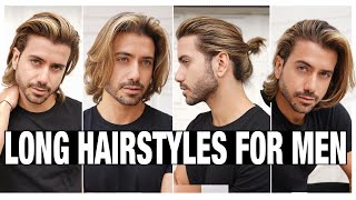 4 LONG HAIRSTYLES FOR MEN  Mens Hair Tutorial [upl. by Werdna]