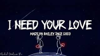 I Need Your Love  Madilyn Bailey Jake Coco Lyrics [upl. by Vance]