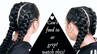 Two cornrows  rubber band method  crochet method [upl. by Eihpos770]