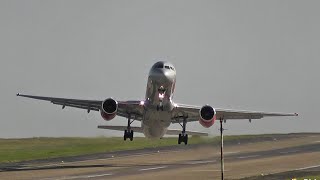 CROSSWIND landings amp Go Arounds at Leeds Bradford Airport [upl. by Rehpinnej]