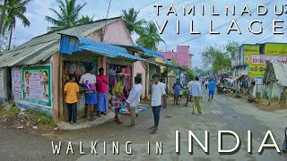 Village Life in Tamil Nadu  Walking through the rural roads Indian villages  4K ASMR Walking video [upl. by Anaile]