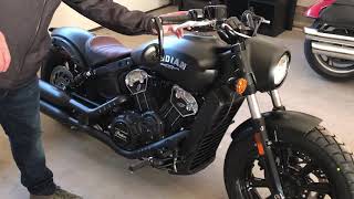 2019 Indian Scout Bobber Stock exhaust vs Roland Sands Track slip on exhaust [upl. by Sidonia610]