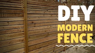 How To Build a Modern Horizontal Privacy Fence  DIY Friendly Project [upl. by Eidnew]