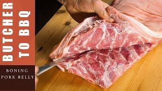 Butcher To BBQ How To Bone A Pork Belly [upl. by Eetak]