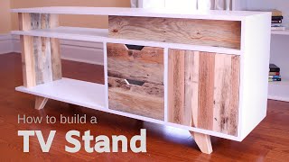 DIY Plywood and Reclaimed Pallet Wood TV Stand  Media Console  How to Make It [upl. by Are]