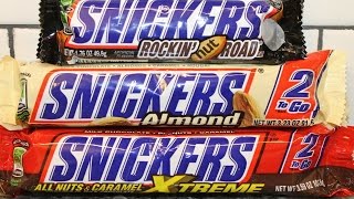 Snickers Chocolate Bar Rockin’ Nut Road Almond amp XTREME Review [upl. by Weinstock656]