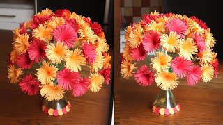 Plastic Bottle Flower Vase Craft  Paper Flowers  Home Decor Ideas [upl. by Otilrac233]