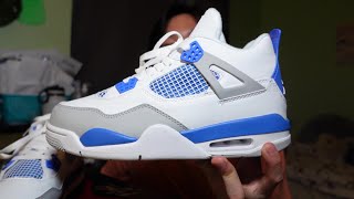 Jordan 4 Military Blue From DHGate  Review  On Foot [upl. by Lednyc721]