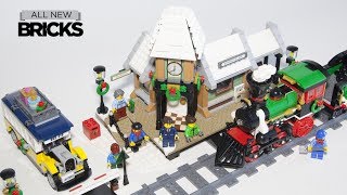 Lego Creator Winter Train Station with Winter Holiday Train Speed Build [upl. by Farmelo631]