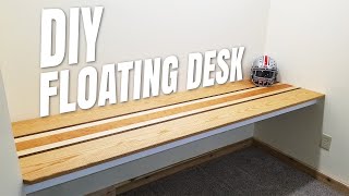 DIY Floating Desk with AWESOME Computer Cable Management  How to  Home Office Makeover Part 1 [upl. by Einaj]