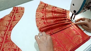 Silk Saree Blouse Design  Silk Saree Blouse Cutting and Stitching  Blouse Back Neck Designs [upl. by Notsuh]