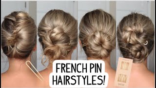 HOW TO FRENCH PIN HAIRSTYLES FOR SUMMER  SHORT MEDIUM amp LONG HAIRSTYLES [upl. by Anirtik]