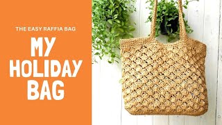 Easy raffia crochet summer beach bag  DIY tutorial [upl. by Vinita434]