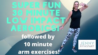 FUN 30 min LOW IMPACT AEROBICS amp Band Exercises for the arms [upl. by Mascia]