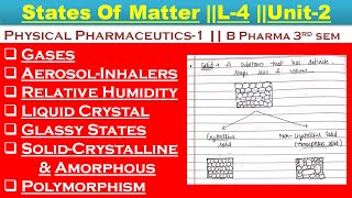 States Of matter L3 unit2 Physical Pharmaceutics 1  Bpharmacy 3rd Sem  carewell Pharma [upl. by Nwahsir]