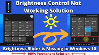 Brightness Control Not Working Solution🔆✔  Brightness Slider is Missing in Windows 10  100 Fixed😃 [upl. by Neelsaj]