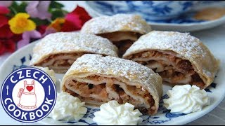 Apple Strudel Recipe  Jablečný štrůdl  Czech Cookbook [upl. by Deedahs327]