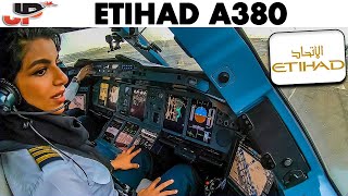 ETIHAD AIRBUS A380 Takeoff Abu Dhabi  Flight Deck GoPro View [upl. by Montagu318]