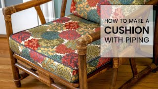 How to Make a Cushion with Piping  Box Cushion Tutorial  THRIFT FLIP Makeover [upl. by Filahk]