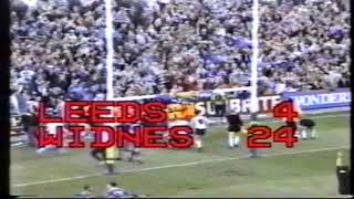 Martin Offiah interception try 1989 LEEDS V WIDNES CHALLENGE CUP QUARTER FINAl [upl. by Hayyim652]