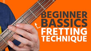 Basic Bass Fretting Technique Beginner Bass Basics [upl. by Eibrab]