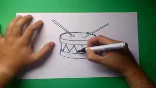 Como dibujar un tambor paso a paso  How to draw a drum [upl. by Iduj]