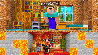 I Built a TINY House Under Noob1234s Minecraft House [upl. by Ainirtak]