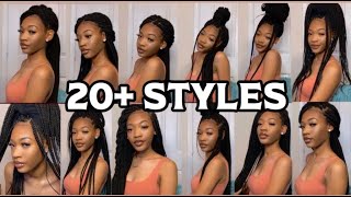 HOW TO STYLE BOX BRAIDS IN 20 WAYS EASY [upl. by Ettenuj]