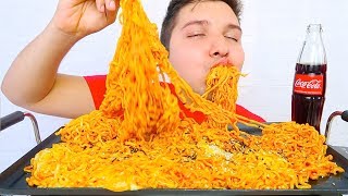 EXTREMELY CHEESY SUPER SPICY FIRE RAMEN NOODLES • Mukbang amp Recipe [upl. by Sansen]