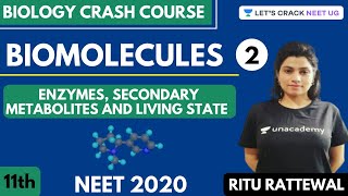 Biomolecules  Enzymes Secondary Metabolites and Living State  Part 2  NEET 2020 [upl. by Busey]