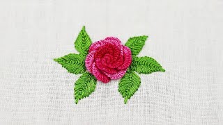 Hand Embroidery Cast on Stitch Rose Embroidery Design  Brazilian Embroidery [upl. by Plotkin]