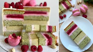 MÁLNÁSPISZTÁCIÁS torta 💚💕  raspberry and pistachio cake  BebePiskóta [upl. by Emilio]