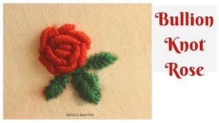 Bullion Knot Rose Stitch Hand Embroidery [upl. by Jsandye]