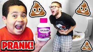 KID PRANKS BROTHER WITH LAXATIVE IN HIS DRINK LAXATIVE PRANK GONE EXTREMELY WRONG REVENGE [upl. by Irvin]